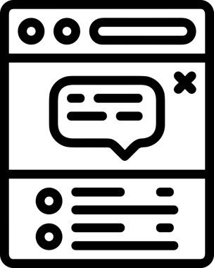 Siyah beyaz yorum simgesi, şeffaf arkaplan ile PNG biçiminde sunulmuştur. Basit ve minimalist tasarım, UI / UX, web uygulamaları, geri bildirim bölümleri veya iletişim görselleri için mükemmel. Çok yönlü dijital kullanım için temiz satırlar