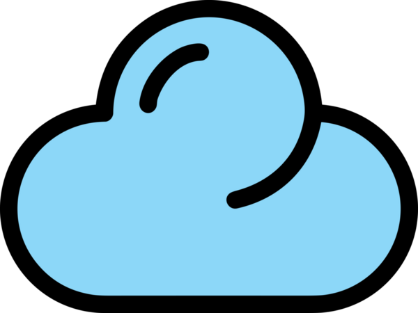PNG biçiminde bulut simgesi şeffaf arkaplan biçiminde basit, web mobil uygulamaları için uygun minimal düz tasarım kullanıcı arayüzü hava durumu öngörüsü veri depolama ve dijital teknoloji projeleri