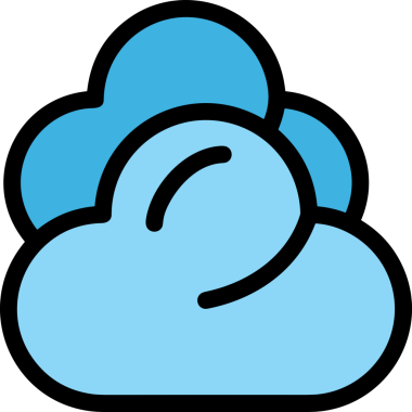 PNG biçiminde bulut simgesi şeffaf arkaplan biçiminde basit, web mobil uygulamaları için uygun minimal düz tasarım kullanıcı arayüzü hava durumu öngörüsü veri depolama ve dijital teknoloji projeleri