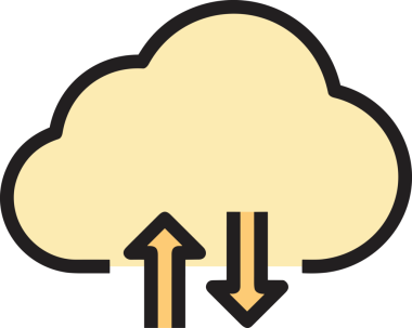 PNG biçiminde bulut simgesi şeffaf arkaplan biçiminde basit, web mobil uygulamaları için uygun minimal düz tasarım kullanıcı arayüzü hava durumu öngörüsü veri depolama ve dijital teknoloji projeleri