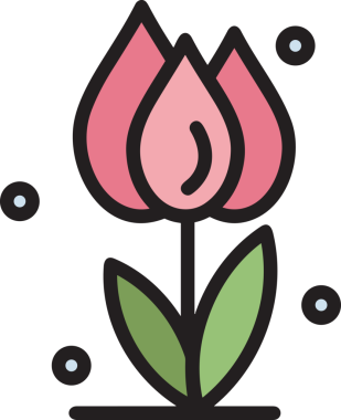 Çiçek simgesi PNG biçimi. Basit minimalist ve zarif tasarım. İlkbahar güzellik bahçesi çiçekleri, bitki örtüsü, romantik estetik süslemeler, dijital grafik, şeffaf arkaplan.