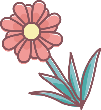 Çiçek simgesi PNG biçimi. Basit minimalist ve zarif tasarım. İlkbahar güzellik bahçesi çiçekleri, bitki örtüsü, romantik estetik süslemeler, dijital grafik, şeffaf arkaplan.