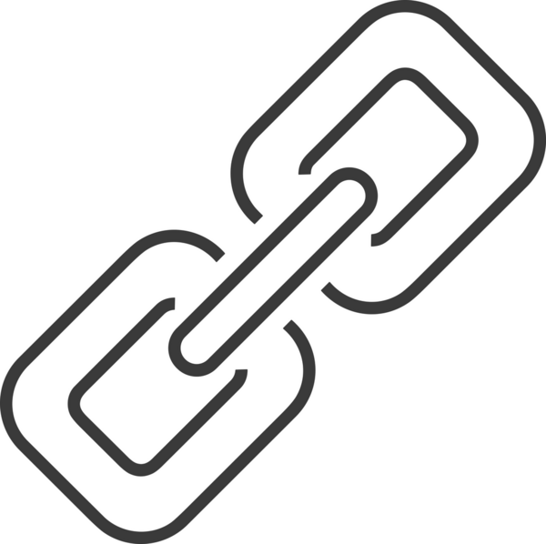 Zincir simgesi PNG biçimi basit siyah ve beyaz vektör illüstrasyonunda bağlantı birliği güvenlik ve gücünü temsil eden dijital tasarım kullanıcı arayüzü için mükemmel modern uygulama logosu minimal web ögesi