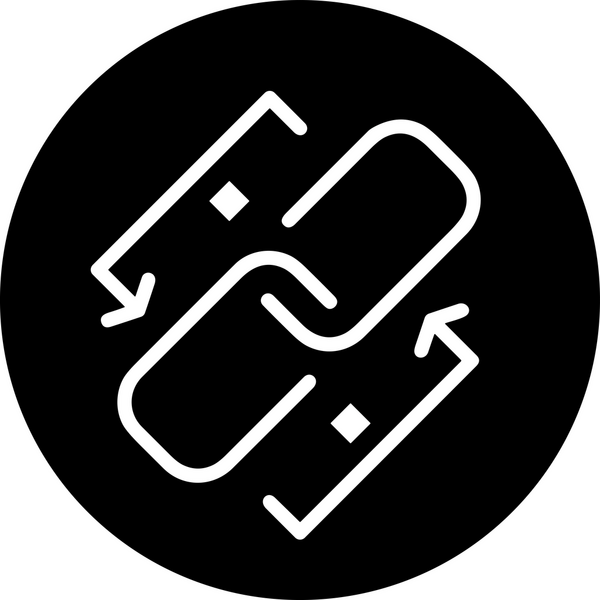 Zincir simgesi PNG biçimi basit siyah ve beyaz vektör illüstrasyonunda bağlantı birliği güvenlik ve gücünü temsil eden dijital tasarım kullanıcı arayüzü için mükemmel modern uygulama logosu minimal web ögesi