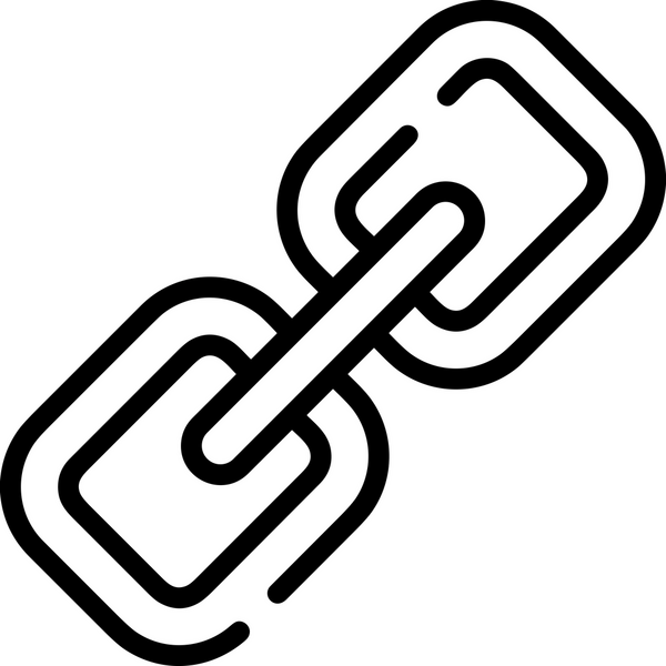 Zincir simgesi PNG biçimi basit siyah ve beyaz vektör illüstrasyonunda bağlantı birliği güvenlik ve gücünü temsil eden dijital tasarım kullanıcı arayüzü için mükemmel modern uygulama logosu minimal web ögesi