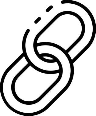 Zincir simgesi PNG biçimi basit siyah ve beyaz vektör illüstrasyonunda bağlantı birliği güvenlik ve gücünü temsil eden dijital tasarım kullanıcı arayüzü için mükemmel modern uygulama logosu minimal web ögesi