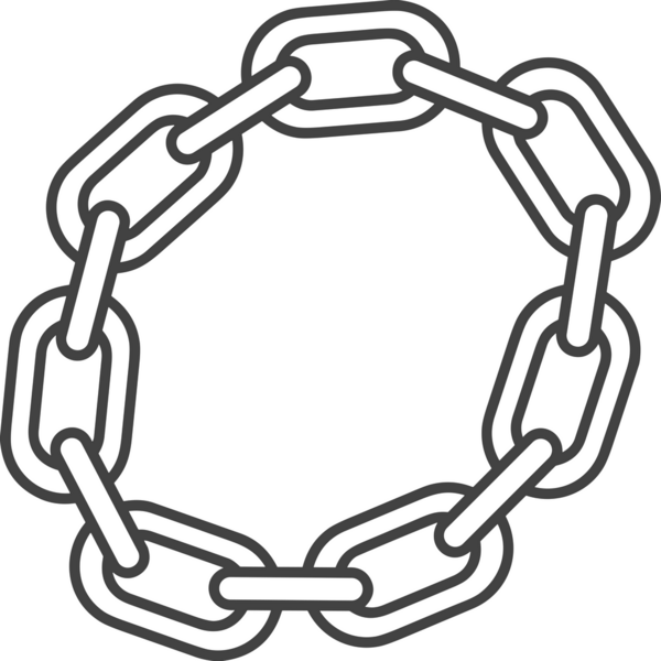 Zincir simgesi PNG biçimi basit siyah ve beyaz vektör illüstrasyonunda bağlantı birliği güvenlik ve gücünü temsil eden dijital tasarım kullanıcı arayüzü için mükemmel modern uygulama logosu minimal web ögesi