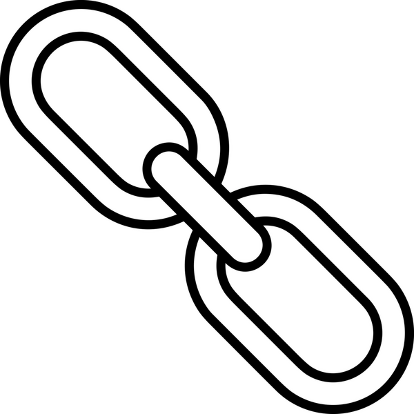 Zincir simgesi PNG biçimi basit siyah ve beyaz vektör illüstrasyonunda bağlantı birliği güvenlik ve gücünü temsil eden dijital tasarım kullanıcı arayüzü için mükemmel modern uygulama logosu minimal web ögesi