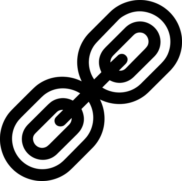 Zincir simgesi PNG biçimi basit siyah ve beyaz vektör illüstrasyonunda bağlantı birliği güvenlik ve gücünü temsil eden dijital tasarım kullanıcı arayüzü için mükemmel modern uygulama logosu minimal web ögesi