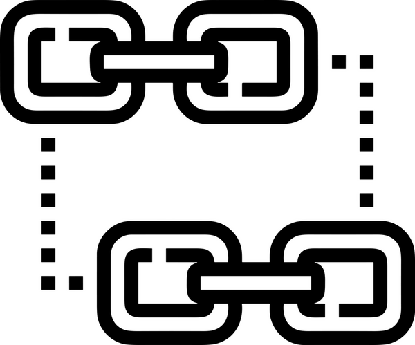 Zincir simgesi PNG biçimi basit siyah ve beyaz vektör illüstrasyonunda bağlantı birliği güvenlik ve gücünü temsil eden dijital tasarım kullanıcı arayüzü için mükemmel modern uygulama logosu minimal web ögesi