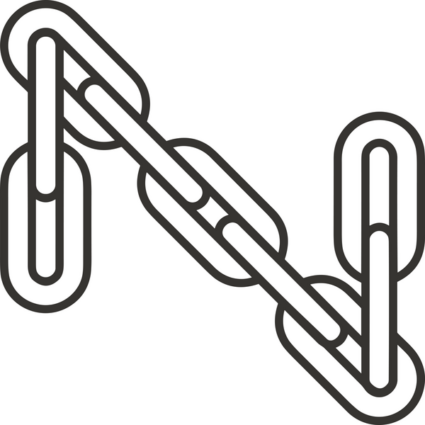 Zincir simgesi PNG biçimi basit siyah ve beyaz vektör illüstrasyonunda bağlantı birliği güvenlik ve gücünü temsil eden dijital tasarım kullanıcı arayüzü için mükemmel modern uygulama logosu minimal web ögesi