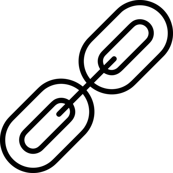 Zincir simgesi PNG biçimi basit siyah ve beyaz vektör illüstrasyonunda bağlantı birliği güvenlik ve gücünü temsil eden dijital tasarım kullanıcı arayüzü için mükemmel modern uygulama logosu minimal web ögesi