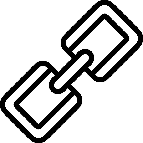 Zincir simgesi PNG biçimi basit siyah ve beyaz vektör illüstrasyonunda bağlantı birliği güvenlik ve gücünü temsil eden dijital tasarım kullanıcı arayüzü için mükemmel modern uygulama logosu minimal web ögesi