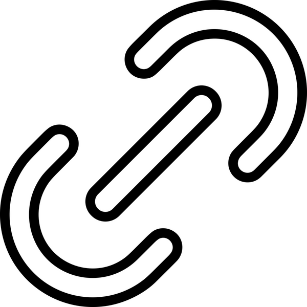 Zincir simgesi PNG biçimi basit siyah ve beyaz vektör illüstrasyonunda bağlantı birliği güvenlik ve gücünü temsil eden dijital tasarım kullanıcı arayüzü için mükemmel modern uygulama logosu minimal web ögesi