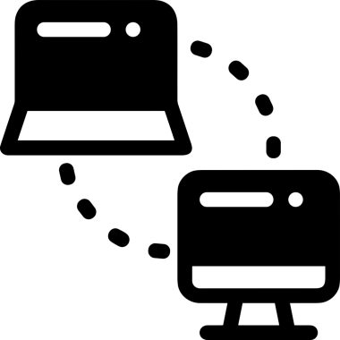 Şeffaf arkaplan ile PNG biçiminde bilgisayar logosu simgesi. Teknoloji markaları, bilişim hizmetleri, web geliştirme veya dijital ürünler için uygun minimalist siyah-beyaz tasarım. Çok yönlü markalaşma ve arayüz kullanımı için temiz ve modern sembol