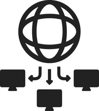 Şeffaf arkaplan ile PNG biçiminde bilgisayar logosu simgesi. Teknoloji markaları, bilişim hizmetleri, web geliştirme veya dijital ürünler için uygun minimalist siyah-beyaz tasarım. Çok yönlü markalaşma ve arayüz kullanımı için temiz ve modern sembol