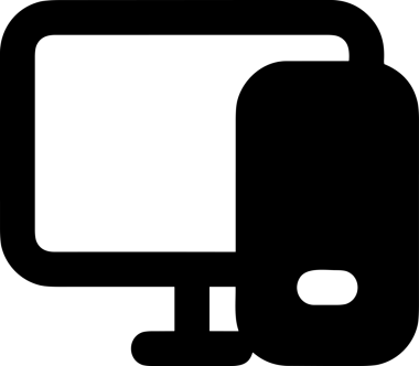 Şeffaf arkaplan ile PNG biçiminde bilgisayar logosu simgesi. Teknoloji markaları, bilişim hizmetleri, web geliştirme veya dijital ürünler için uygun minimalist siyah-beyaz tasarım. Çok yönlü markalaşma ve arayüz kullanımı için temiz ve modern sembol