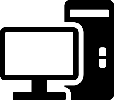 Şeffaf arkaplan ile PNG biçiminde bilgisayar logosu simgesi. Teknoloji markaları, bilişim hizmetleri, web geliştirme veya dijital ürünler için uygun minimalist siyah-beyaz tasarım. Çok yönlü markalaşma ve arayüz kullanımı için temiz ve modern sembol
