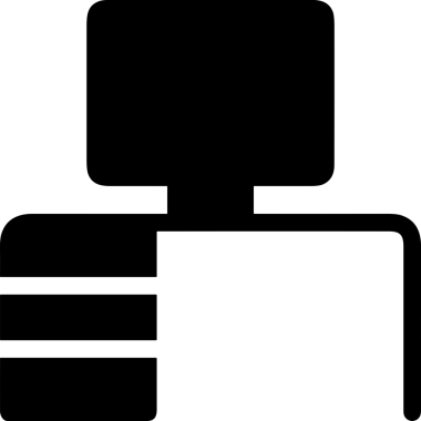 Şeffaf arkaplan ile PNG biçiminde bilgisayar logosu simgesi. Teknoloji markaları, bilişim hizmetleri, web geliştirme veya dijital ürünler için uygun minimalist siyah-beyaz tasarım. Çok yönlü markalaşma ve arayüz kullanımı için temiz ve modern sembol