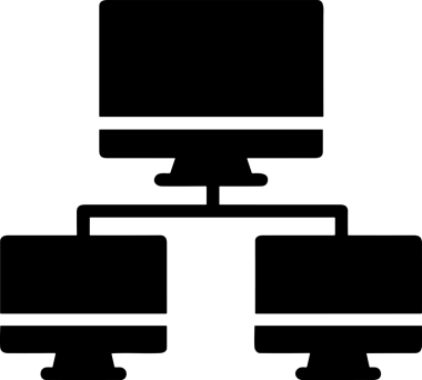 Şeffaf arkaplan ile PNG biçiminde bilgisayar logosu simgesi. Teknoloji markaları, bilişim hizmetleri, web geliştirme veya dijital ürünler için uygun minimalist siyah-beyaz tasarım. Çok yönlü markalaşma ve arayüz kullanımı için temiz ve modern sembol