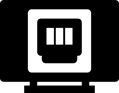 Şeffaf arkaplan ile PNG biçiminde bilgisayar logosu simgesi. Teknoloji markaları, bilişim hizmetleri, web geliştirme veya dijital ürünler için uygun minimalist siyah-beyaz tasarım. Çok yönlü markalaşma ve arayüz kullanımı için temiz ve modern sembol