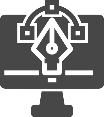 Şeffaf arkaplan ile PNG biçiminde bilgisayar logosu simgesi. Teknoloji markaları, bilişim hizmetleri, web geliştirme veya dijital ürünler için uygun minimalist siyah-beyaz tasarım. Çok yönlü markalaşma ve arayüz kullanımı için temiz ve modern sembol