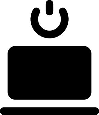 Şeffaf arkaplan ile PNG biçiminde bilgisayar logosu simgesi. Teknoloji markaları, bilişim hizmetleri, web geliştirme veya dijital ürünler için uygun minimalist siyah-beyaz tasarım. Çok yönlü markalaşma ve arayüz kullanımı için temiz ve modern sembol