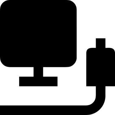 Şeffaf arkaplan ile PNG biçiminde bilgisayar logosu simgesi. Teknoloji markaları, bilişim hizmetleri, web geliştirme veya dijital ürünler için uygun minimalist siyah-beyaz tasarım. Çok yönlü markalaşma ve arayüz kullanımı için temiz ve modern sembol