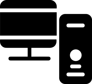 Şeffaf arkaplan ile PNG biçiminde bilgisayar logosu simgesi. Teknoloji markaları, bilişim hizmetleri, web geliştirme veya dijital ürünler için uygun minimalist siyah-beyaz tasarım. Çok yönlü markalaşma ve arayüz kullanımı için temiz ve modern sembol