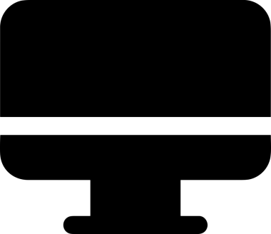 Şeffaf arkaplan ile PNG biçiminde bilgisayar logosu simgesi. Teknoloji markaları, bilişim hizmetleri, web geliştirme veya dijital ürünler için uygun minimalist siyah-beyaz tasarım. Çok yönlü markalaşma ve arayüz kullanımı için temiz ve modern sembol