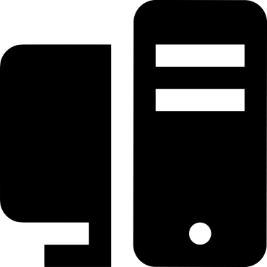 Şeffaf arkaplan ile PNG biçiminde bilgisayar logosu simgesi. Teknoloji markaları, bilişim hizmetleri, web geliştirme veya dijital ürünler için uygun minimalist siyah-beyaz tasarım. Çok yönlü markalaşma ve arayüz kullanımı için temiz ve modern sembol