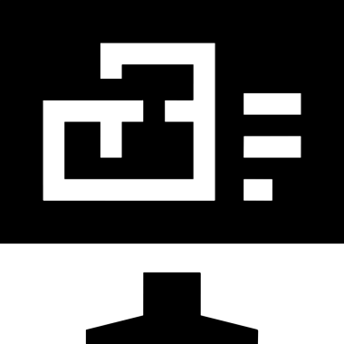 Şeffaf arkaplan ile PNG biçiminde bilgisayar logosu simgesi. Teknoloji markaları, bilişim hizmetleri, web geliştirme veya dijital ürünler için uygun minimalist siyah-beyaz tasarım. Çok yönlü markalaşma ve arayüz kullanımı için temiz ve modern sembol