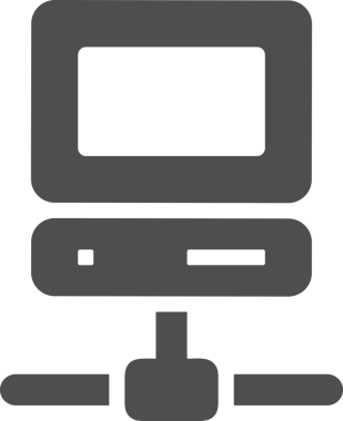 Şeffaf arkaplan ile PNG biçiminde bilgisayar logosu simgesi. Teknoloji markaları, bilişim hizmetleri, web geliştirme veya dijital ürünler için uygun minimalist siyah-beyaz tasarım. Çok yönlü markalaşma ve arayüz kullanımı için temiz ve modern sembol