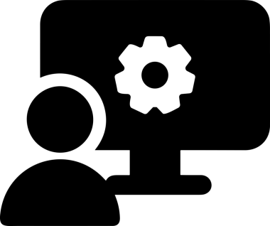 Şeffaf arkaplan ile PNG biçiminde bilgisayar logosu simgesi. Teknoloji markaları, bilişim hizmetleri, web geliştirme veya dijital ürünler için uygun minimalist siyah-beyaz tasarım. Çok yönlü markalaşma ve arayüz kullanımı için temiz ve modern sembol