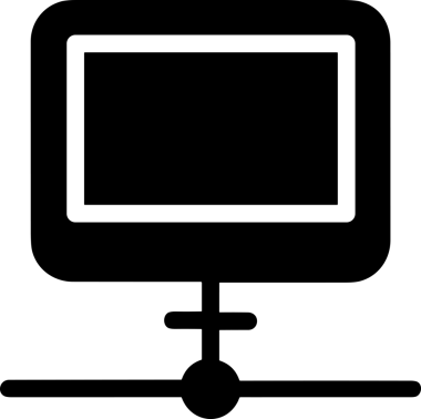 Şeffaf arkaplan ile PNG biçiminde bilgisayar logosu simgesi. Teknoloji markaları, bilişim hizmetleri, web geliştirme veya dijital ürünler için uygun minimalist siyah-beyaz tasarım. Çok yönlü markalaşma ve arayüz kullanımı için temiz ve modern sembol