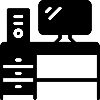 Şeffaf arkaplan ile PNG biçiminde bilgisayar logosu simgesi. Teknoloji markaları, bilişim hizmetleri, web geliştirme veya dijital ürünler için uygun minimalist siyah-beyaz tasarım. Çok yönlü markalaşma ve arayüz kullanımı için temiz ve modern sembol