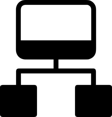 Şeffaf arkaplan ile PNG biçiminde bilgisayar logosu simgesi. Teknoloji markaları, bilişim hizmetleri, web geliştirme veya dijital ürünler için uygun minimalist siyah-beyaz tasarım. Çok yönlü markalaşma ve arayüz kullanımı için temiz ve modern sembol