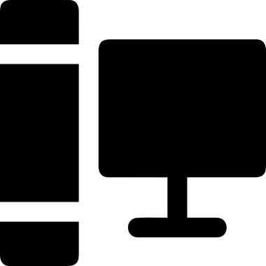 Şeffaf arkaplan ile PNG biçiminde bilgisayar logosu simgesi. Teknoloji markaları, bilişim hizmetleri, web geliştirme veya dijital ürünler için uygun minimalist siyah-beyaz tasarım. Çok yönlü markalaşma ve arayüz kullanımı için temiz ve modern sembol