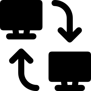 Şeffaf arkaplan ile PNG biçiminde bilgisayar logosu simgesi. Teknoloji markaları, bilişim hizmetleri, web geliştirme veya dijital ürünler için uygun minimalist siyah-beyaz tasarım. Çok yönlü markalaşma ve arayüz kullanımı için temiz ve modern sembol