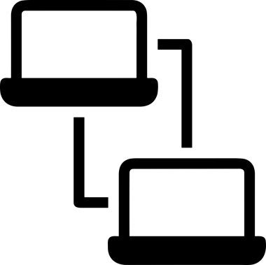 Şeffaf arkaplan ile PNG biçiminde bilgisayar logosu simgesi. Teknoloji markaları, bilişim hizmetleri, web geliştirme veya dijital ürünler için uygun minimalist siyah-beyaz tasarım. Çok yönlü markalaşma ve arayüz kullanımı için temiz ve modern sembol