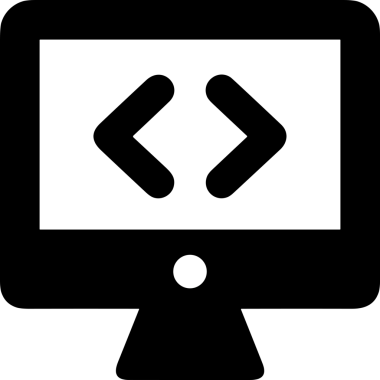 Şeffaf arkaplan ile PNG biçiminde bilgisayar logosu simgesi. Teknoloji markaları, bilişim hizmetleri, web geliştirme veya dijital ürünler için uygun minimalist siyah-beyaz tasarım. Çok yönlü markalaşma ve arayüz kullanımı için temiz ve modern sembol