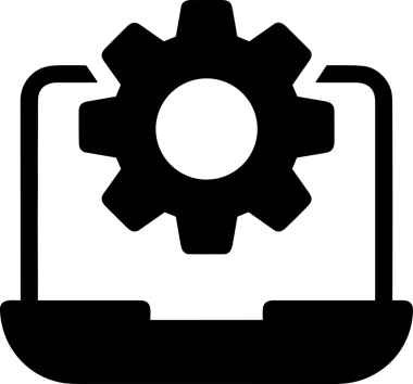 Şeffaf arkaplan ile PNG biçiminde bilgisayar logosu simgesi. Teknoloji markaları, bilişim hizmetleri, web geliştirme veya dijital ürünler için uygun minimalist siyah-beyaz tasarım. Çok yönlü markalaşma ve arayüz kullanımı için temiz ve modern sembol