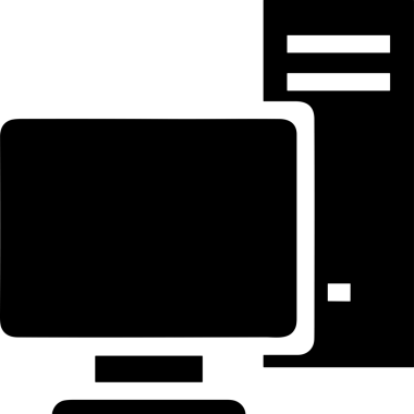 Şeffaf arkaplan ile PNG biçiminde bilgisayar logosu simgesi. Teknoloji markaları, bilişim hizmetleri, web geliştirme veya dijital ürünler için uygun minimalist siyah-beyaz tasarım. Çok yönlü markalaşma ve arayüz kullanımı için temiz ve modern sembol