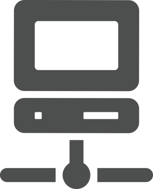 Şeffaf arkaplan ile PNG biçiminde bilgisayar logosu simgesi. Teknoloji markaları, bilişim hizmetleri, web geliştirme veya dijital ürünler için uygun minimalist siyah-beyaz tasarım. Çok yönlü markalaşma ve arayüz kullanımı için temiz ve modern sembol