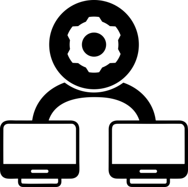 Şeffaf arkaplan ile PNG biçiminde bilgisayar logosu simgesi. Teknoloji markaları, bilişim hizmetleri, web geliştirme veya dijital ürünler için uygun minimalist siyah-beyaz tasarım. Çok yönlü markalaşma ve arayüz kullanımı için temiz ve modern sembol