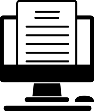 Şeffaf arkaplan ile PNG biçiminde bilgisayar logosu simgesi. Teknoloji markaları, bilişim hizmetleri, web geliştirme veya dijital ürünler için uygun minimalist siyah-beyaz tasarım. Çok yönlü markalaşma ve arayüz kullanımı için temiz ve modern sembol