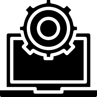 Şeffaf arkaplan ile PNG biçiminde bilgisayar logosu simgesi. Teknoloji markaları, bilişim hizmetleri, web geliştirme veya dijital ürünler için uygun minimalist siyah-beyaz tasarım. Çok yönlü markalaşma ve arayüz kullanımı için temiz ve modern sembol
