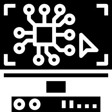 Şeffaf arkaplan ile PNG biçiminde bilgisayar logosu simgesi. Teknoloji markaları, bilişim hizmetleri, web geliştirme veya dijital ürünler için uygun minimalist siyah-beyaz tasarım. Çok yönlü markalaşma ve arayüz kullanımı için temiz ve modern sembol