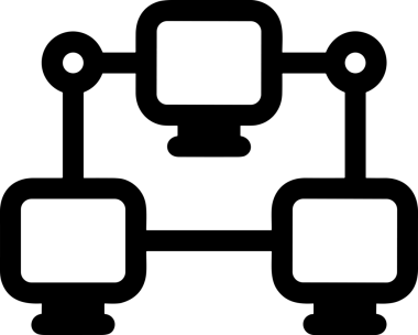 Şeffaf arkaplan ile PNG biçiminde bilgisayar logosu simgesi. Teknoloji markaları, bilişim hizmetleri, web geliştirme veya dijital ürünler için uygun minimalist siyah-beyaz tasarım. Çok yönlü markalaşma ve arayüz kullanımı için temiz ve modern sembol