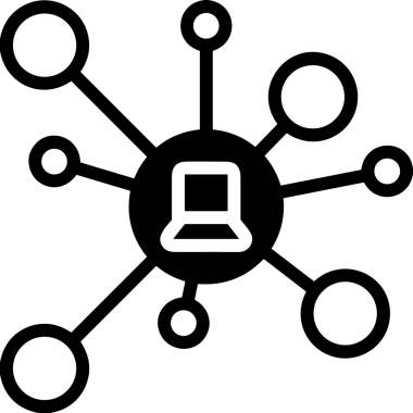 Şeffaf arkaplan ile PNG biçiminde bilgisayar logosu simgesi. Teknoloji markaları, bilişim hizmetleri, web geliştirme veya dijital ürünler için uygun minimalist siyah-beyaz tasarım. Çok yönlü markalaşma ve arayüz kullanımı için temiz ve modern sembol